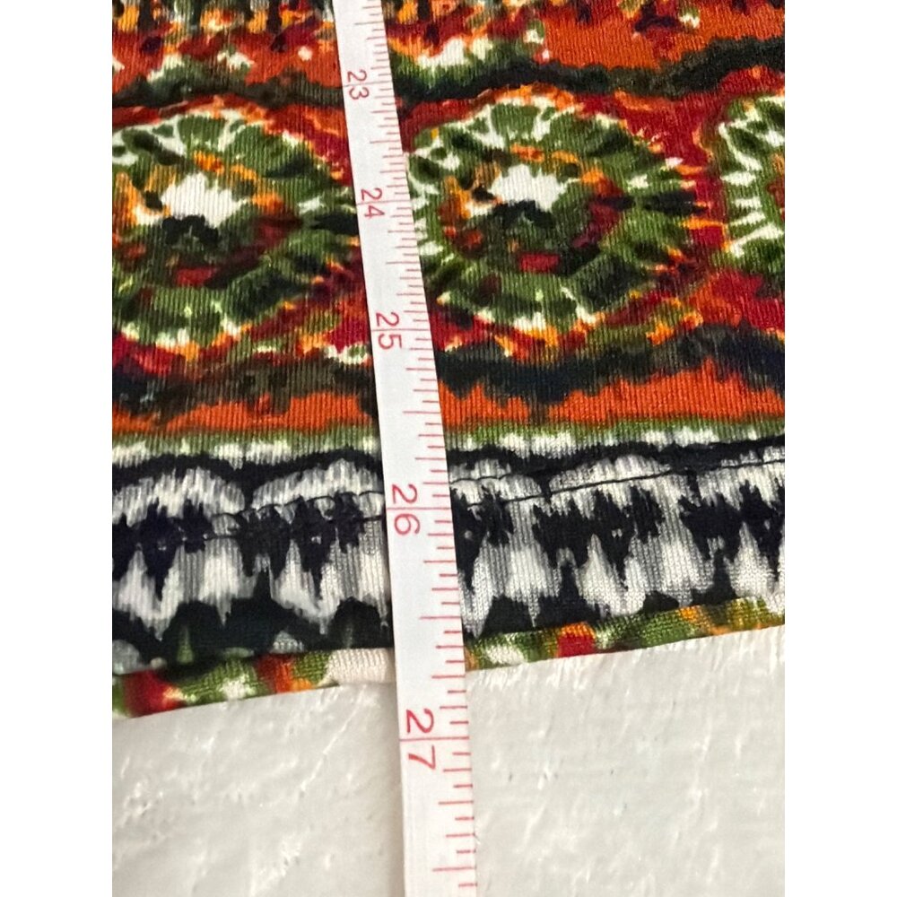Womens XL Multicolor Boho Print Short Sleeve Top Aztec Stretchy Comfortable - Picture 5 of 5